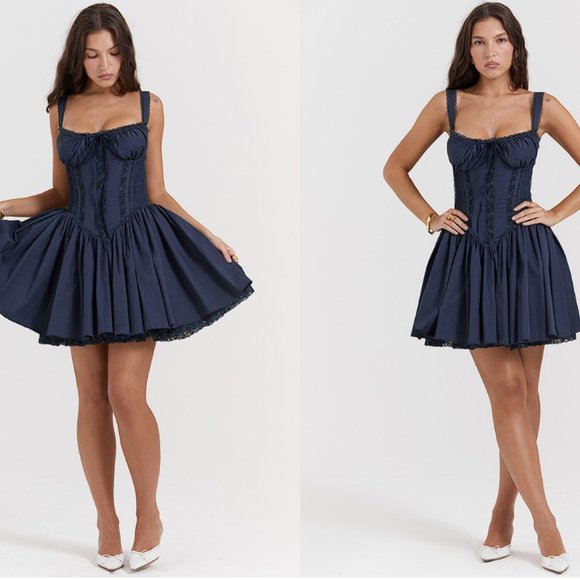 HOUSE OF CB 'Pietra' French Navy Corset Mini Dress NWOT - Picture 3 of 14